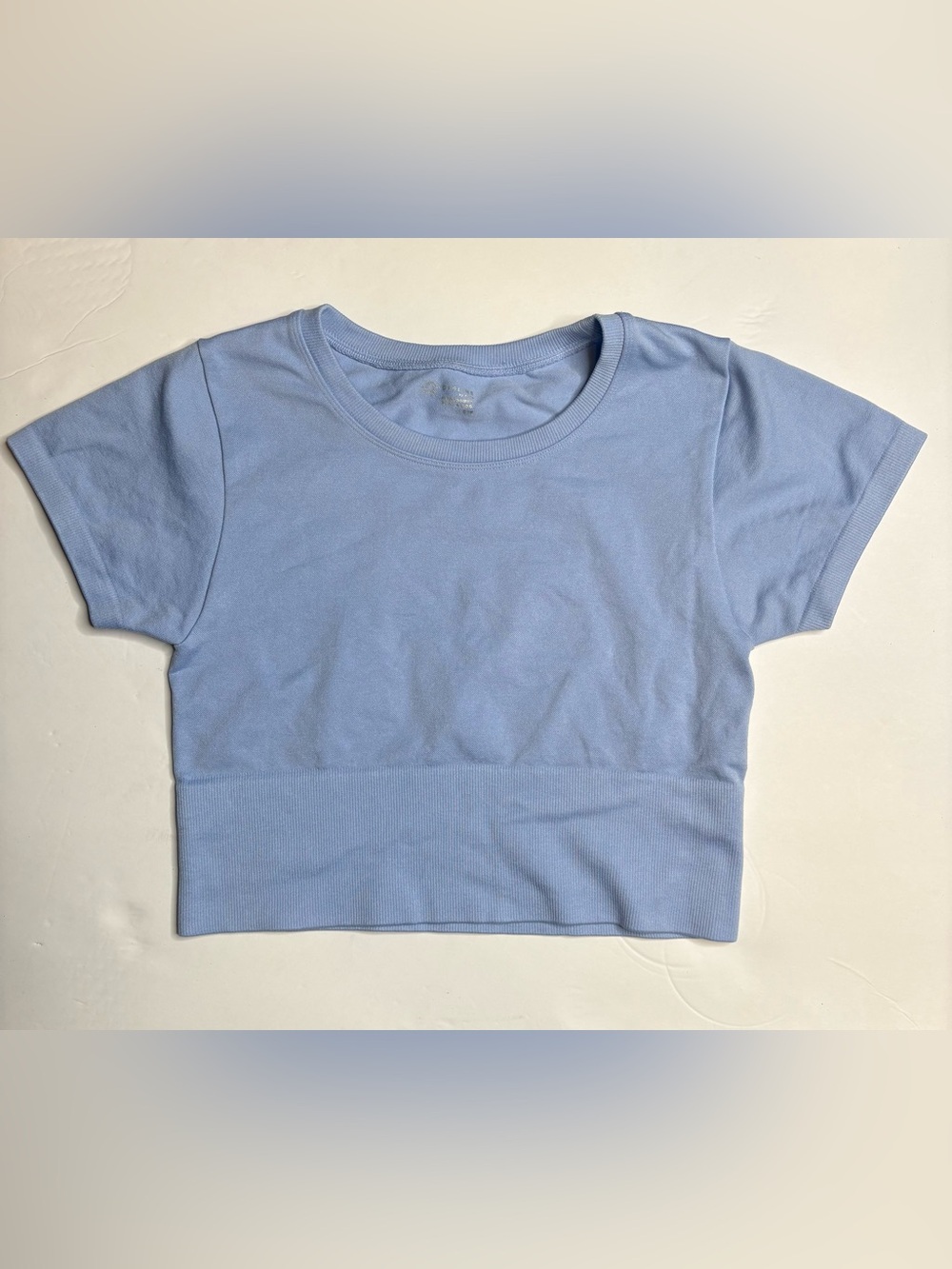 Light Blue Cropped Short Sleeve Top- OFFLINE  by Aerie size S